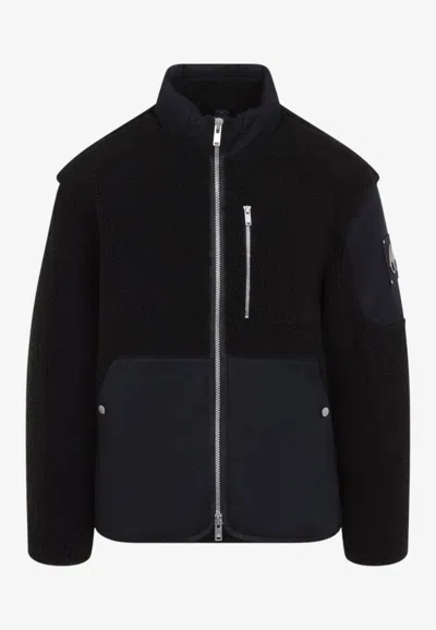 Moose Knuckles Saglek Sherpa Zip-up Utility Jacket In Black