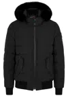 Moose Knuckles Quilted Down Jacket With Fur-trimmed Hood And Front Zipper In Black
