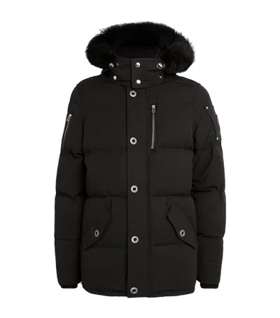 Moose Knuckles Shearling-collar Puffer Jacket In Black