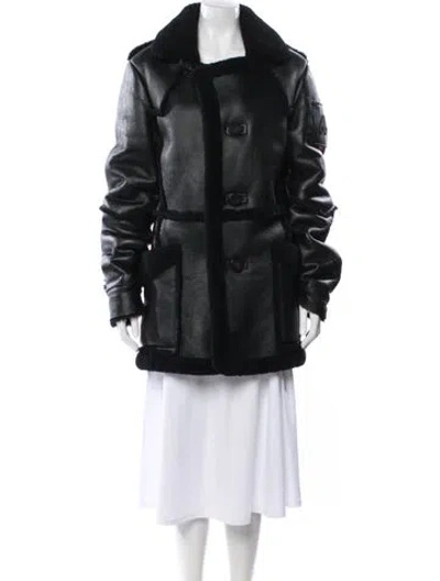 Pre-owned Moose Knuckles Shearling Faux Fur Coat In Black