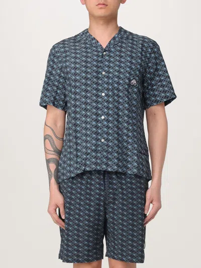 Moose Knuckles Mens The Bay Shirt In Blue In Navy Fabric
