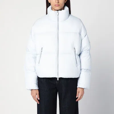 Moose Knuckles Short Down Jacket With White Zip In Gray