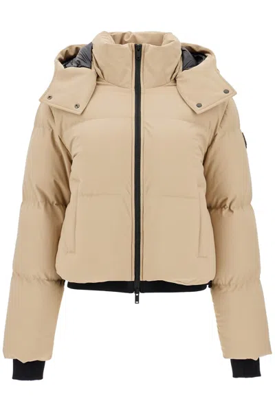 Moose Knuckles Short Mixed Down Jacket In Beige