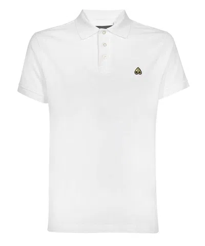 Moose Knuckles Short Sleeve Cotton Polo Shirt In White