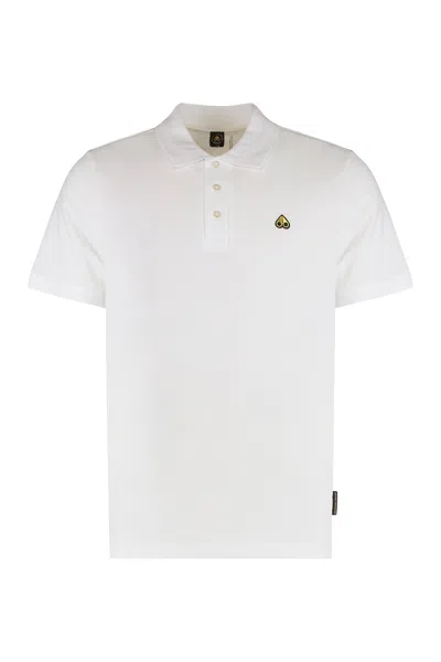 Moose Knuckles Short Sleeve Cotton Polo Shirt In White