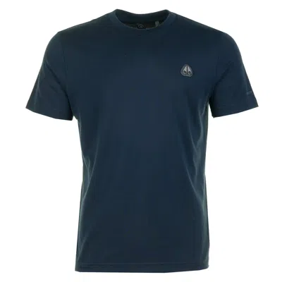 Moose Knuckles Short Sleeve Crescent T Shirt Navy In Blue