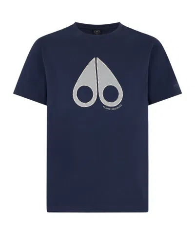 Moose Knuckles Short Sleeve T-shirt In Blue