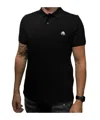Moose Knuckles Black Polo With Classic Collar And Logo Patch On The Front In Black