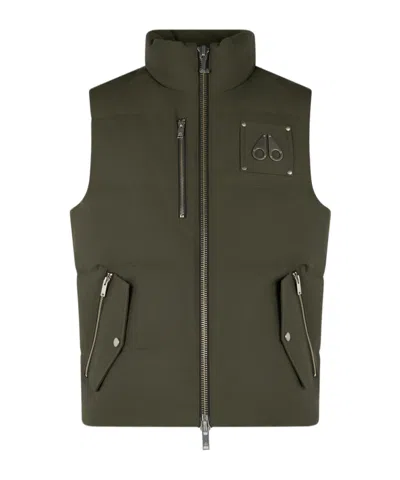 Moose Knuckles Sleeveless Down Vest In Green