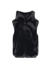 Moose Knuckles Sleeveless Faux Fur Hooded Jacket In Black