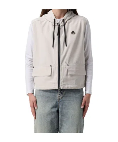 Moose Knuckles Sleeveless Hooded Vest In Neutral