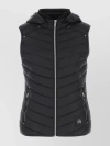 MOOSE KNUCKLES SLEEVELESS QUILTED HIGH COLLAR DOWN JACKET WITH HOOD