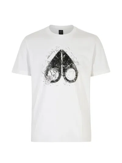 Moose Knuckles Slim-fit Pima Cotton Crewneck T-shirt With Icebreak Logo Print In White