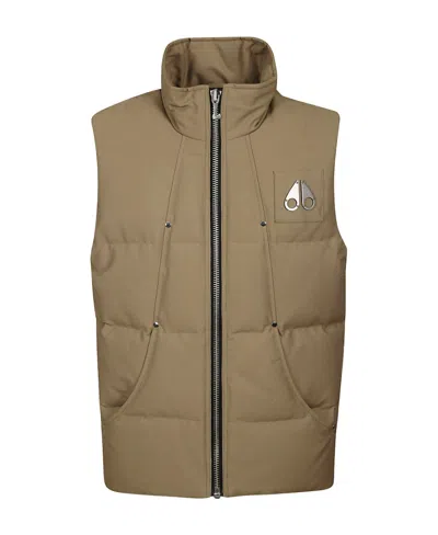 Moose Knuckles Standing Collar Quilted Vest In Brown