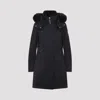 Moose Knuckles Longline Parka With Fur Trim Hood In Black