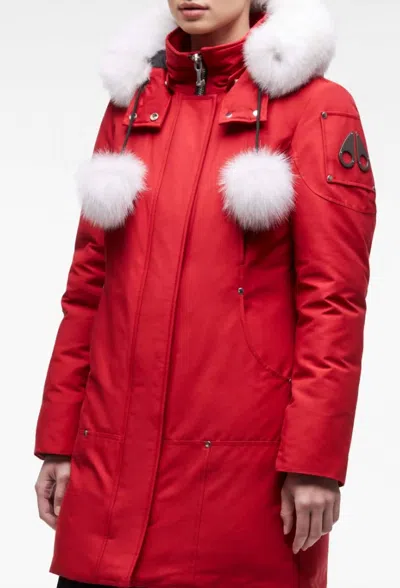 Moose Knuckles Stirling Hooded Parka Coat In Deep Red