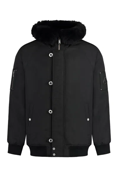 Moose Knuckles Strathmore Nylon Bomber Jacket In Black