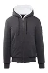 Moose Knuckles Full Zip Hoodie In Charcoal/white