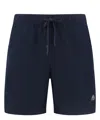 Moose Knuckles Logoed Swim Trunks With Side And Back Pockets In Blue
