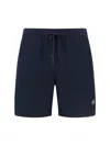 Moose Knuckles Logoed Swim Trunks With Side And Back Pockets In Blue