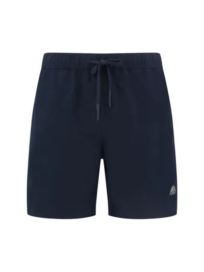 Moose Knuckles Men Logoed Swimshorts In Blue