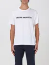 Moose Knuckles 'conway' White Crewneck T-shirt With Logo Lettering Print On The Front In Milk