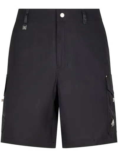 Moose Knuckles Tailored Black Cargo Shorts With Flap