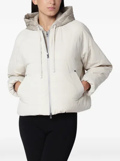Moose Knuckles Tegan Hooded Bomber Jacket In White