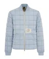 Moose Knuckles Transit Down Denim Liner Bomber Jacket In Blue