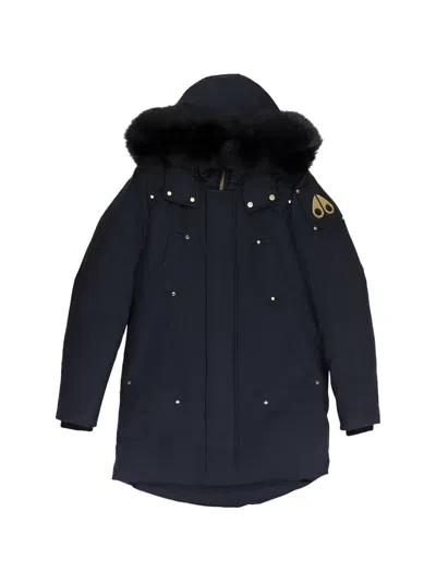 Moose Knuckles Trimmed Hooded Parka In Blue