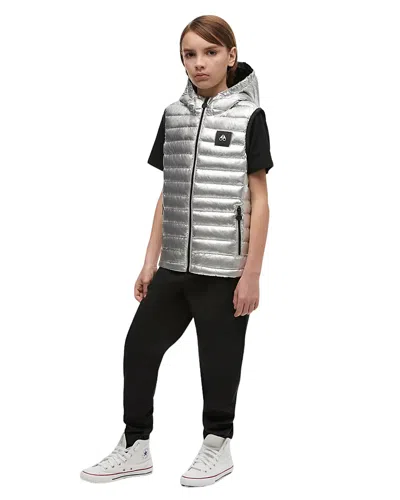 Moose Knuckles Unisex Air Down Metallic Vest - Big Kid In Silver