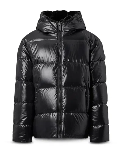 Moose Knuckles Unisex Kings Reversible Faux Fur Down Puffer Bomber Jacket - Little Kid, Big Kid In Black