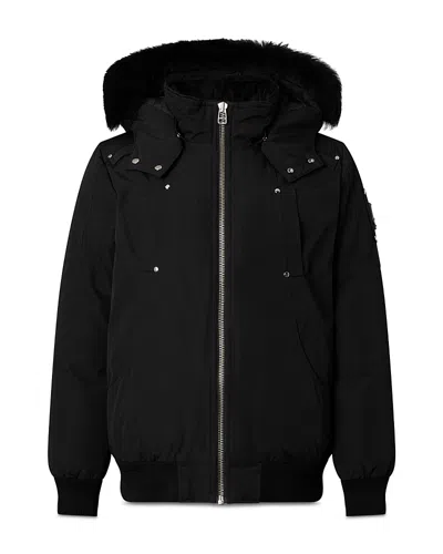 Moose Knuckles Unisex Shearling Trim Bomber Jacket - Little Kid, Big Kid In Black