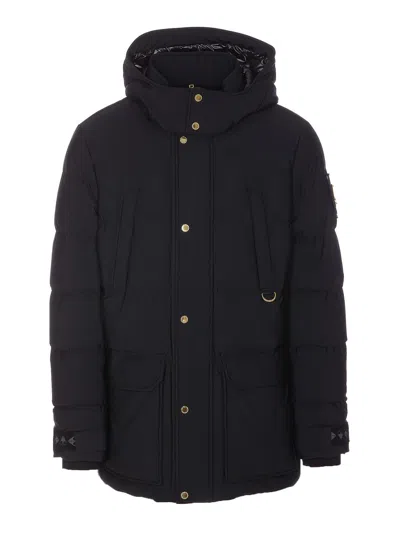 Moose Knuckles Valleyfield Gold Padded Jacket With Side Pockets In Black
