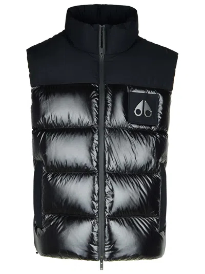 Moose Knuckles Victory Peak Black Nylon Blend Vest In Negro