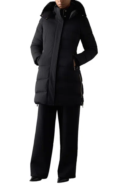 Moose Knuckles Watershed 3 Genuine Shearling Trim Down Parka In Black