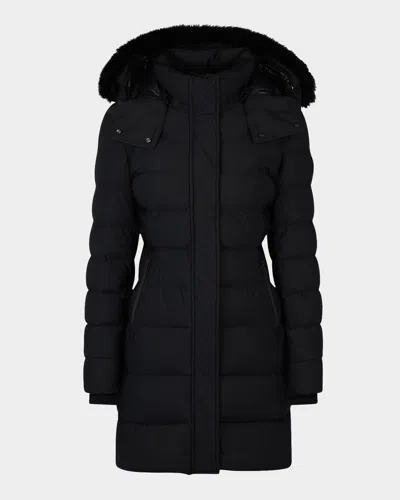 Moose Knuckles Watershed 3 Parka With Detachable Hood And Shearling Trim In Black
