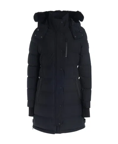 Moose Knuckles Watershed Hooded Parka Coat In Black