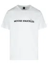 Moose Knuckles 'conway' White Crewneck T-shirt With Logo Lettering Print On The Front In White