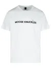 Moose Knuckles 'conway' White Crewneck T-shirt With Logo Lettering Print On The Front In White