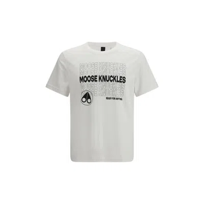 Moose Knuckles Regular Fit Crewneck T-shirt In Cotton With Front Print In White