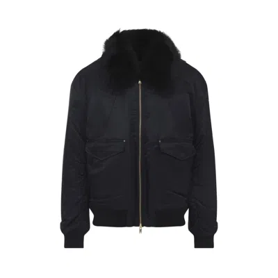 Moose Knuckles Ludo Gold Bomber Jacket In Black
