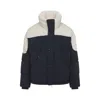 Moose Knuckles Color-block Puffer Jacket With High Collar In Blue