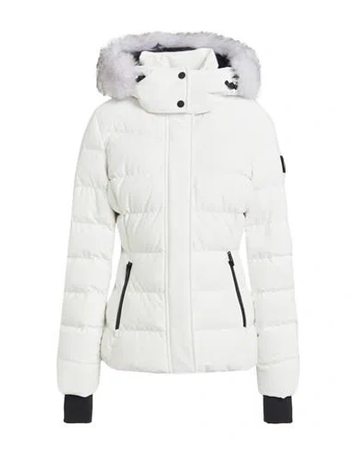 MOOSE KNUCKLES MOOSE KNUCKLES WOMAN PUFFER WHITE SIZE L NYLON, ELASTANE