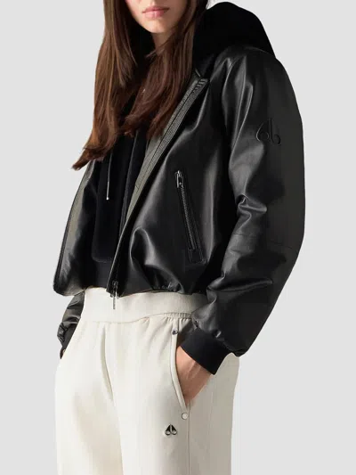 Moose Knuckles Women's Cardin Leather Bomber Jacket In Black