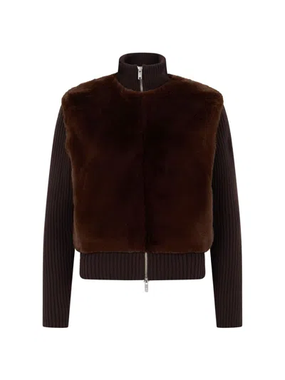 Moose Knuckles Women's Dua Bunny Wool-cashmere Zip Cardigan In Brown