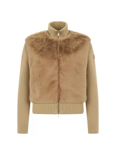 Moose Knuckles Women's Dua Bunny Wool-cashmere Zip Cardigan In Brown