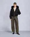 Moose Knuckles Women's Gold Series Logan Shearling Trim Bomber Jacket In Black