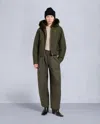 Moose Knuckles Women's Gold Series Logan Shearling Trim Bomber Jacket In Green