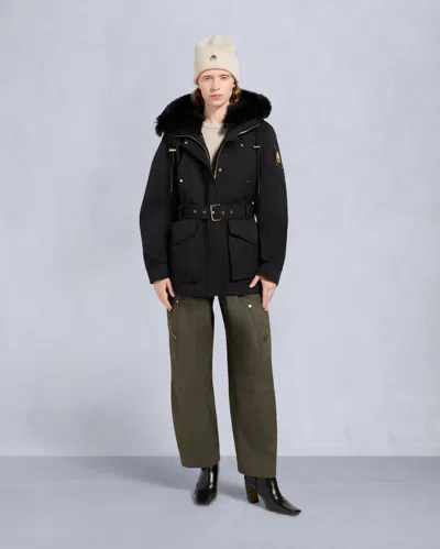 Moose Knuckles Women's Gold Series Nova Shearling Trim  3q Jacket In Black